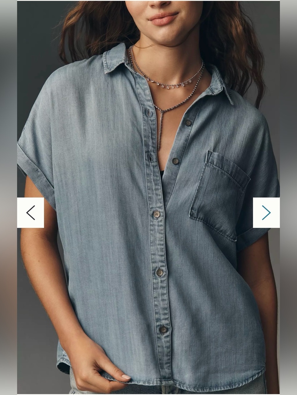 Anthropologie Cloth & Stone short-sleeve chambray shirt  L